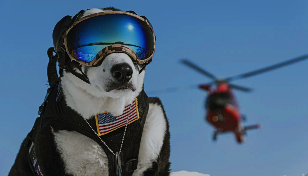 Dog wearing ski goggles